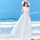 Sleeveless Chiffon Maxi Satin Long Silk Dress