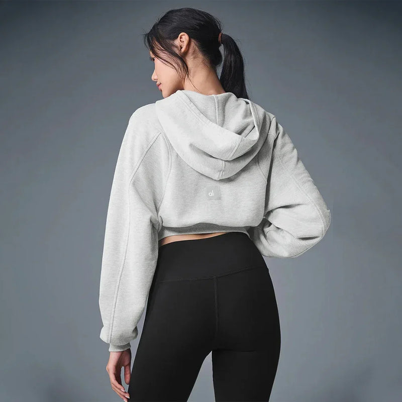 AL New Women's Jacket Yoga Full Zip Jacket Comfortable fashion Outdoor sports Fitness jogging loose casual hoodie
