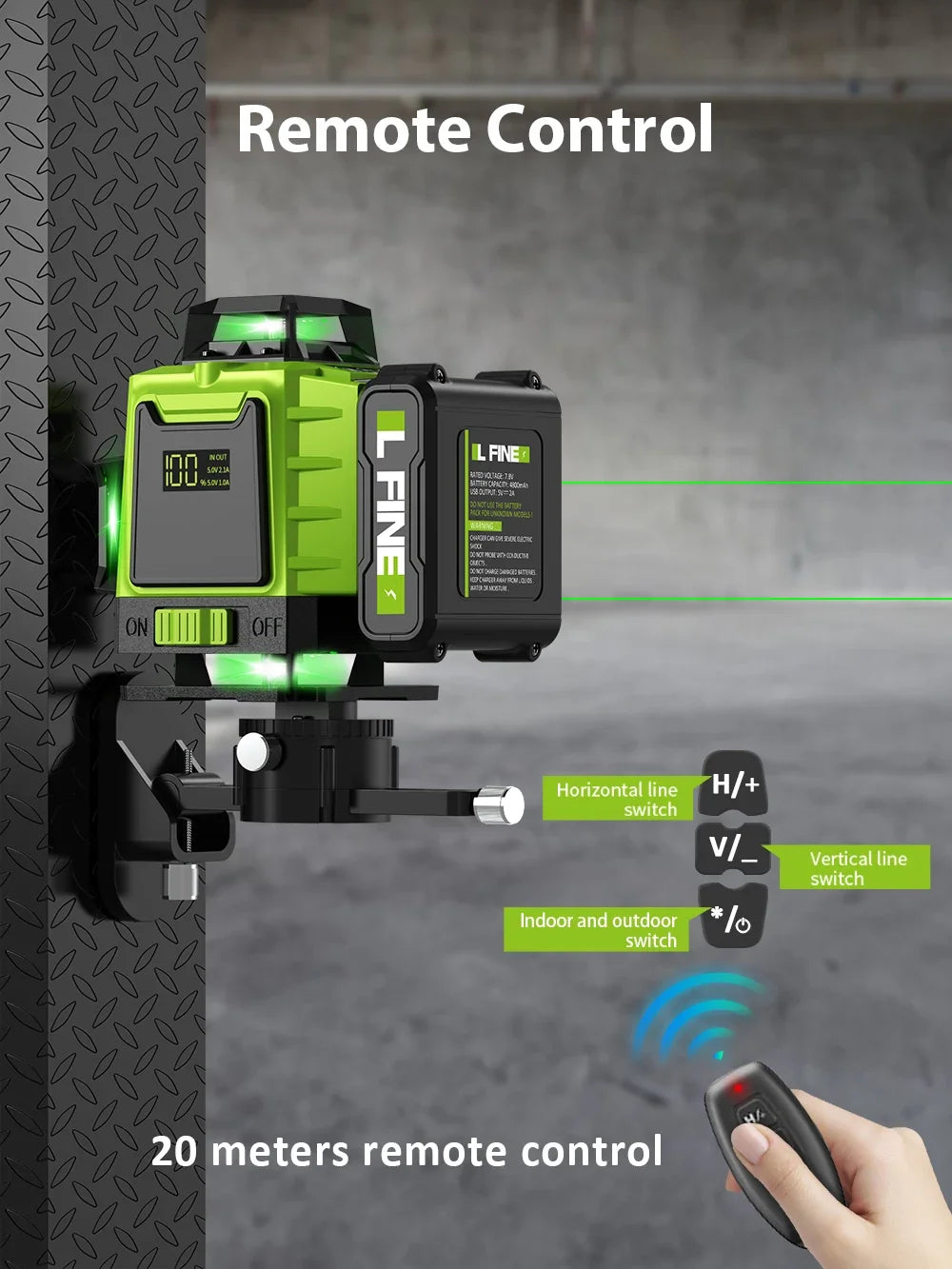 Remote Control 8 Lines 360°Self-leveling Laser