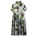 Stripe Print Mid Length Buttoned Midi Dress