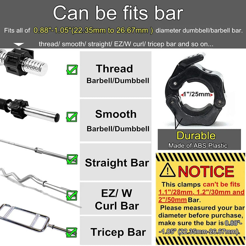 1PC Locking 50mm Bar Dumbbell Barbell Lock Clips Clamp