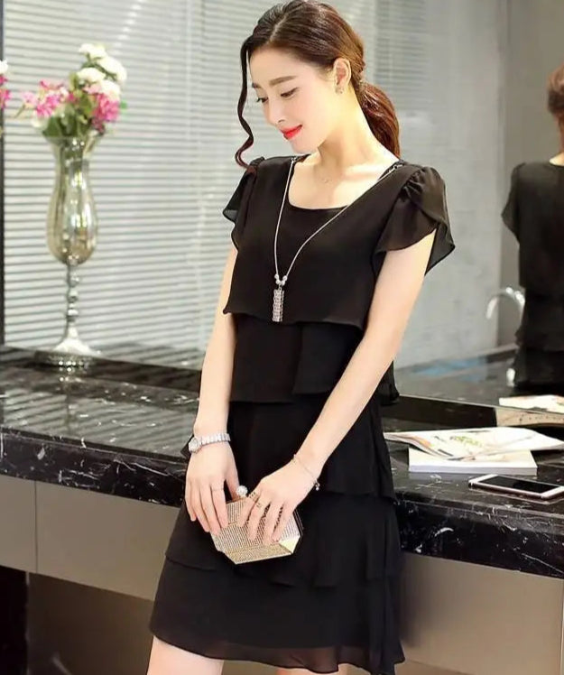 Women Ruffle Short Sleeve Dress