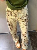 High Waisted Retro Leopard Print Straight Jeans