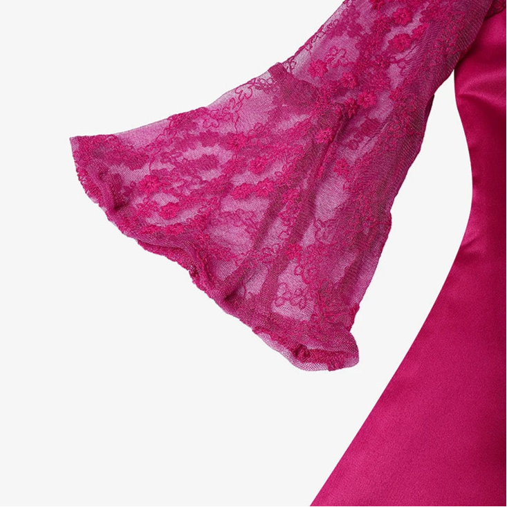 Lace V-Neck Satin Dress