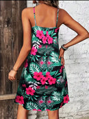 V-neck Spaghetti Strap Print Dress