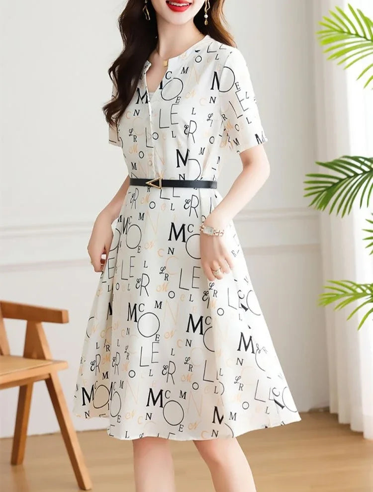 Midi-length Satin Woman Dress with chiffon