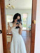 White Bow Jacquard Sundress Women Sweet Summer A-Line Dress with Tie Straps Petite Fit Flowy Midi Dress Cute Vacation Daily Wear