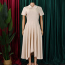 Women's Pleated Short Sleeves length Gown