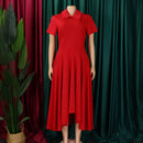 Women's Pleated Short Sleeves length Gown