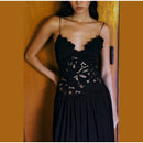 Women's Sleeveless High Waist Pleated Hollow Lace Dress