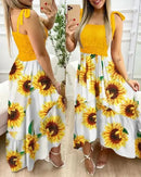 2022 New Independent Station Amazon Tank Splicing Printing Irregular Strapless Dress Large Quantity In Stock