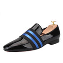 Men's Patent Leather Slip-On Shoes with Patchwork Colour Crossband Comfortable Wear for Fashion Party