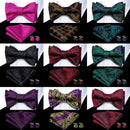 Hi-Tie Red Black Purple Paisley Mens Bow Tie Hanky Cufflinks Set Self-tied Butterfly Knot Bowtie for Male Wedding Business