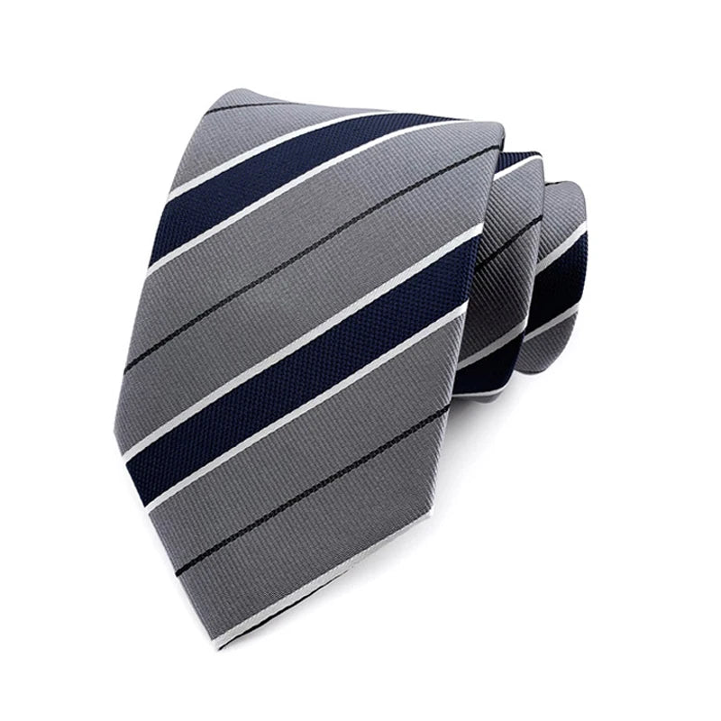 Fashion 8CM Mens Necktie Silver Light Grey Color Stripes Floral Plaid Ties For Man Groom Neck Tie For Business Wedding Party