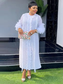 Round Collar Full-Sleeve Ruffles Loose Dress