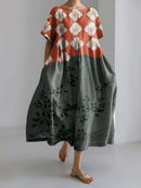 2024 Women's New Round Neck Long Casual Summer Dress Large Size Fresh Print