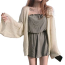 Women Women's Korean College Style Lazy Loose Sunscreen Cardigan Summer Sexy Knitting Cardigan One Size