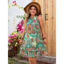 Women's Plus Size Sleeveless Ruffle Print Dress