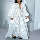 White Long Hollow Dress