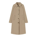 TRAF Women's Fashion Long Trench Coat Retro Loose Single-breasted Coat Autumn and Winter Lapel High Street Temperament Coat
