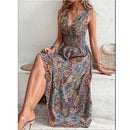 Summer Boho Print Women Sleeveless Beach Party Dresses