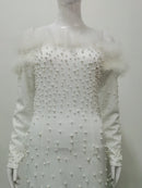 Women's Long White Pearls Dress