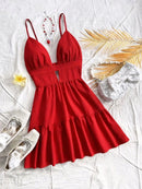 Women Sleeveless Backless Mini Dress