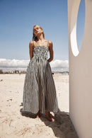 2025 Women's Summer Style Striped Rubber Elastic Sexy Big Swing Bag Suspender Dress Club Clothing Vestidos