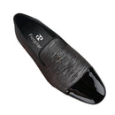Piergitar 2023 New Three Colors Striped Silk Men's Loafers With Front Patent Leather Handmade Moccasins For Party And Banquet