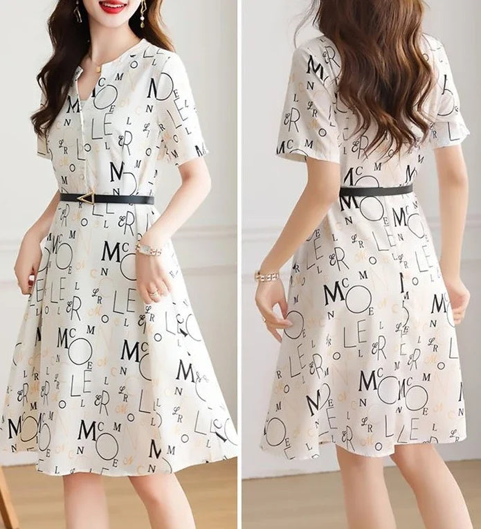 Midi-length Satin Woman Dress with chiffon