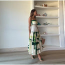Women's Strapless Open Back Patchwork Long Dress