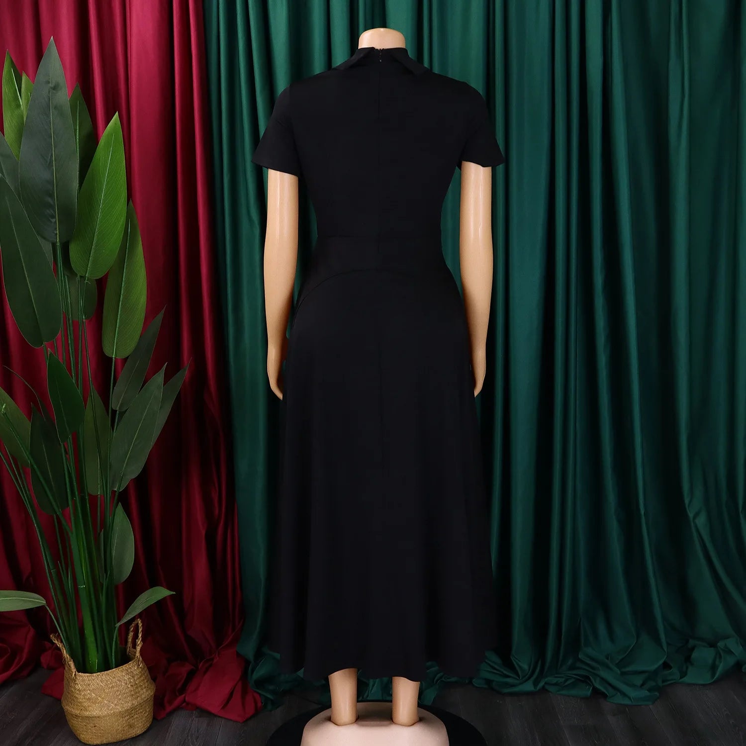 Women's Pleated Short Sleeves length Gown