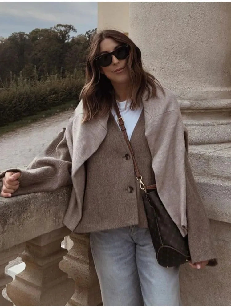 Women Vintage Blends Fit Blazer Coat