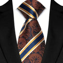 Luxury 8CM Mens Necktie Brown Color Dot Stripes Paisley Tie For Man Groom Jacquard Woven Neck Tie For Business Wedding Party