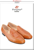 Piergitar Italy Toscana Imported Crocodile Pattern Calfskin Slip-On Loafers Handmade Men's Moccasin For Fashion Party And Prom