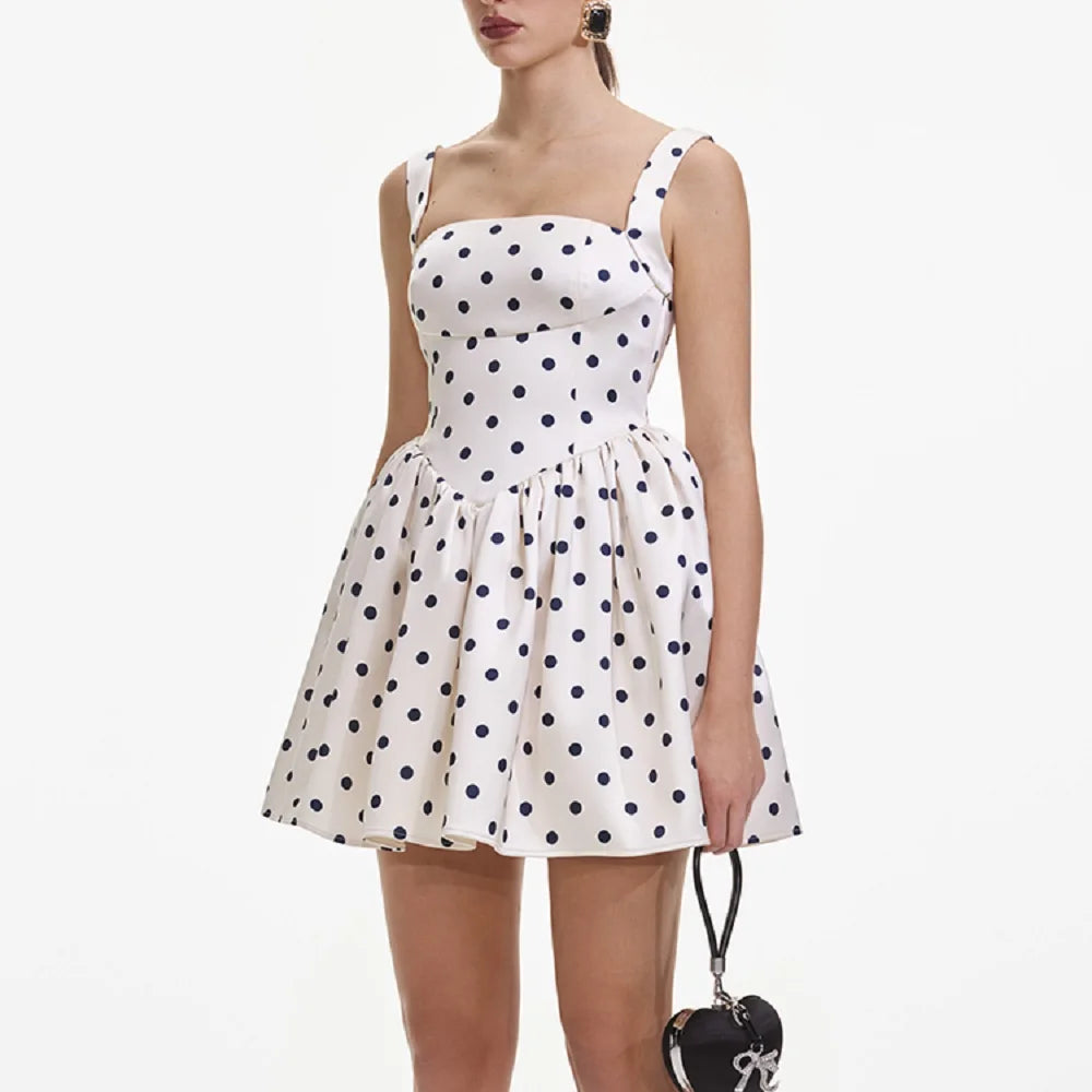 traf 2025 woman suspender skirt satin polka dot print corset sexy ladies dress y2k clothes New high quality party mini skirt bra