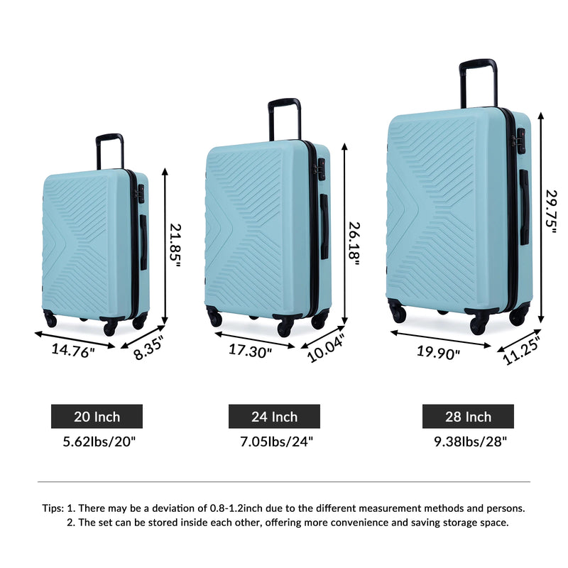 3 Piece TSA Lock Carry-on luggage (20inch 24inch 28inch)
