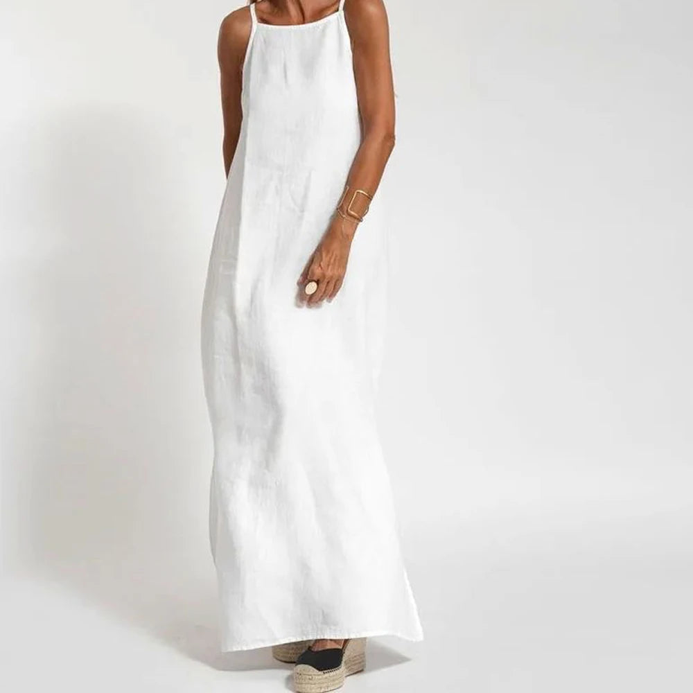 Women Cotton linen Long Slip Dress