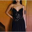 Women's Sleeveless High Waist Pleated Hollow Lace Dress