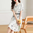 Midi-length Satin Woman Dress with chiffon