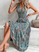 Summer Boho Print Women Sleeveless Beach Party Dresses