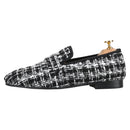 Luxury Brand Black and White Knitted cotton Men's penny Loafers British Classic Slip On Smoking Slippers