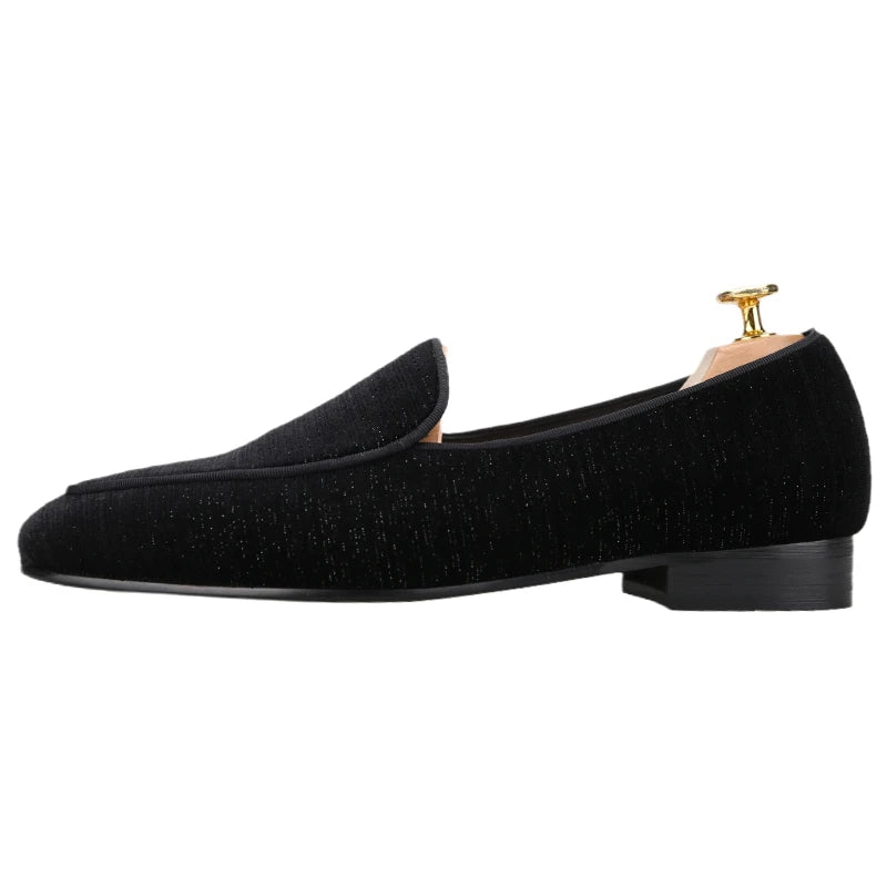 Piergitar 2022 Handmade Meteor Shower Design Velvet Men's Loafers British Style Classic Slip-On Men Smoking Slippers Plus Size