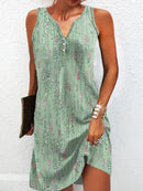 Women's dresses Summer fashion Stitching V neck Loose bohemian vacation woman Basic sleeveless