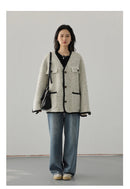 CHIC VEN Women's Woolen Coat Heavy Industry Down Jacket Vintage V-Neck Woman Down Coat Female Tops Autumn Winter 2024
