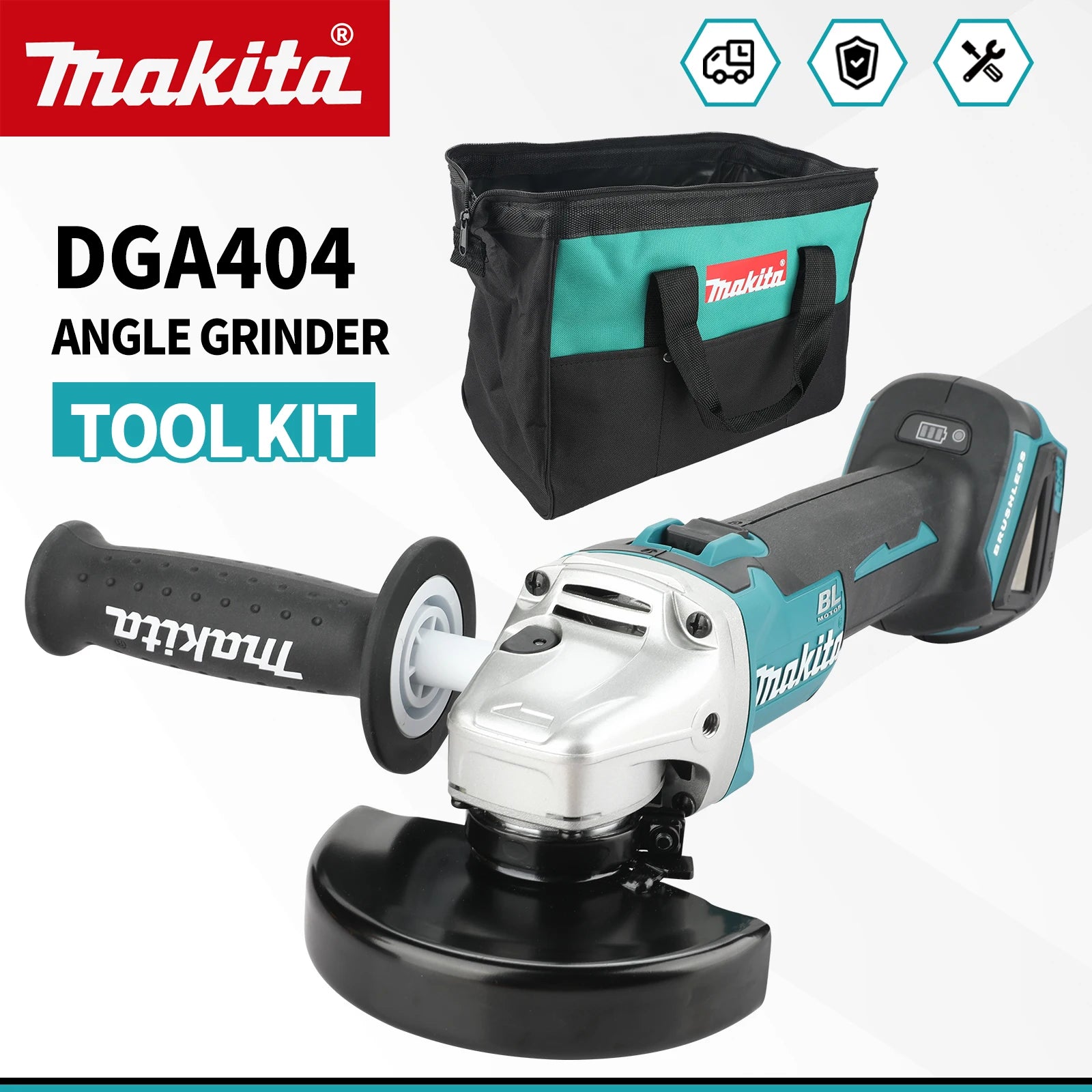 Makita DGA404 Angle Grinder Tool Kit Brushless