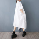 Stripe Print Mid Length Buttoned Midi Dress