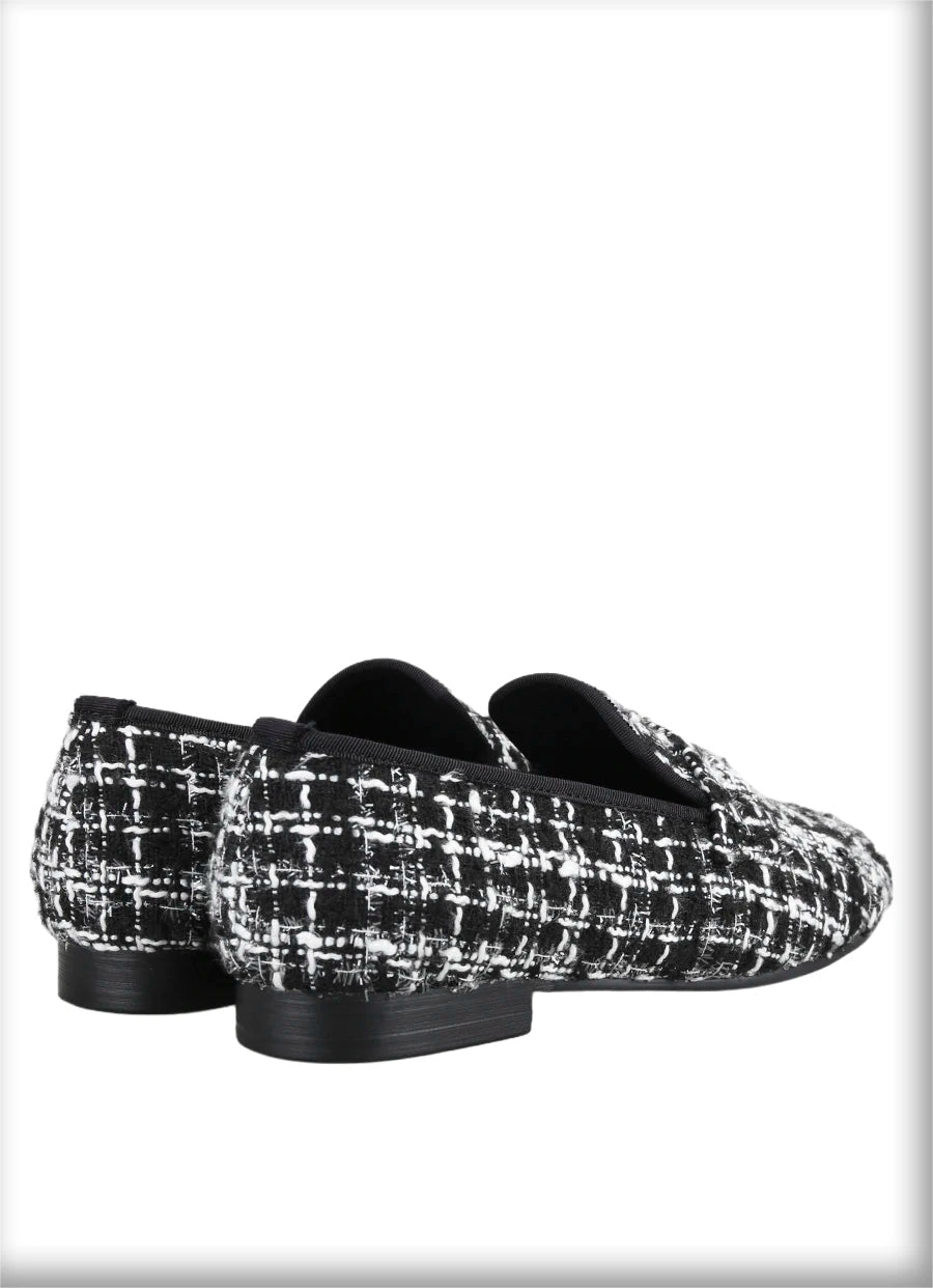 Luxury Brand Black and White Knitted cotton Men's penny Loafers British Classic Slip On Smoking Slippers