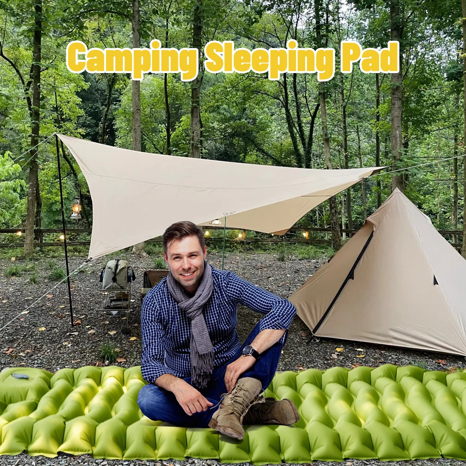 Outdoor camping super thick 4-inch inflatable sleeping mat