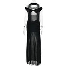 V-Neck Off Shoulder High Side Split Dress